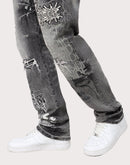 Grindhouse Straight Fit Rip N Repair Embossed Denim Jeans