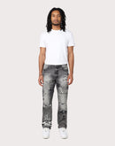 Grindhouse Straight Fit Rip N Repair Embossed Denim Jeans