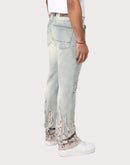 Grindhouse Straight Fit Flame Mechanical Distressed Denim Jeans