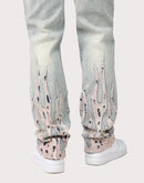 Grindhouse Straight Fit Flame Mechanical Distressed Denim Jeans
