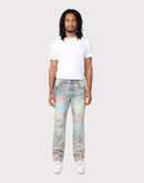 Grindhouse Straight Fit Flame Mechanical Distressed Denim Jeans