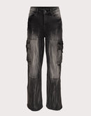 Grindhouse Wide Leg Cargo Denim Black Jeans