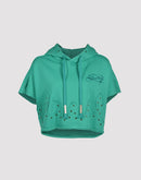 First Row Cropped Fleece Hoodie