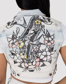 Smoke Rise Bird Cropped Denim Vest
