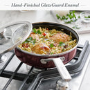 3-Quart Non-Toxic PFAS Free Enameled Sauté Pan With Lid - Merlot Red