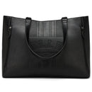 Vegan Leather Weekender Tote Bag - Black