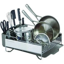 Large Capacity Full Size Rust Resistan Dish Rack with Self Draining Angled Drain Board and Removable Flatware Caddy Light Grey Gray