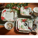 222 Fifth 12pc Holiday Wishes Square Dinnerware Set - Red