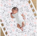 Gray/Pink 3-Piece Floral Baby Crib Bedding Set