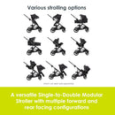 Morph Single to Double Modular Stroller - Dash Black