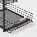 Two Tiered Metal Under Kitchen Sink Storage Organizer - Black