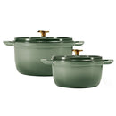 Cast Iron Covered Casserole 2 Piece Set - Green