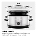 6 Qt. Slow Cooker w/ Locking Lid and Three Heat Settings - Stainless Steel