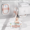 Collapsible Baby Bathtub for Infants and Toddlers with Bath Net and Thermometer- Pink