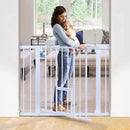 Auto Close Baby Gate with Cat Door - White