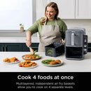 XL 6-in-1 Air Fryer,10-Qt 2-Baskets, Cook 4 Foods at Once, 6 Functions, Space Saving, Smart Finish & Match