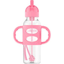Narrow Sippy Straw Bottle with 100% Silicone Handles, 8oz, Pink - Pink