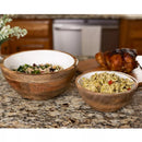Fitz Wood + White Collection Mango Wood Small and Medium Serving Bowls