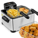 Electric Deep Fryer 5.3QT/21-Cup 1700W w/ Triple Basket - Black/Silver