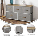 5 Drawer Storage Dresser - White Frame, Oak Top, Beige Drawers
