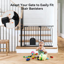 Adjustable Baby Gate with Cat Door - Black