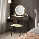 Vanity Set Modern Dressing Table With Mirror and Lipstick Storage Box-Brown