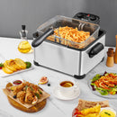 Electric Deep Fryer 5.3QT/21-Cup Stainless Steel 1700W With Triple Basket