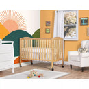 Full Size 2-in-1 Folding Stationary Side Crib - Natural Wood