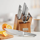 German Steel 10-piece Knife Block Set with Built-in Sharpener