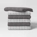 6pc Terry Kitchen Towels Gray - ™: Gingham Check, Cotton, Machine Wash, Dish & Cleaning Towels