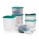 12pc Square Stacking Food Storage Containers with Lids - Green: Dishwasher-Safe, Airtight, Polypropylene