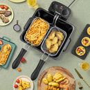 Electric Deep Fryer 5.3QT/21-Cup Stainless Steel 1700W With Triple Basket