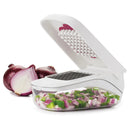 Vegetable Manual Food Chopper - Stainless Steel Blade, Dishwasher-Safe, White