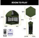Hexagon Pop Up Playard with Removable Canopy - Olive Green