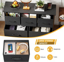 5 Fabric Drawers Dresser - Black