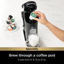 Single-Serve Pods & Grounds Coffee Maker with Integrated Milk Frother - Black