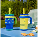 14oz 2pk Coldee Kids Mugs with Spill-Proof Straw - Lime Green