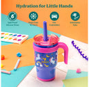 14oz 2pk Coldee Kids Mugs with Spill-Proof Straw Pink: Stainless Steel, Leakproof, Dishwasher-Safe, Ages 3+