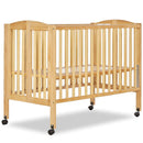 Full Size 2-in-1 Folding Stationary Side Crib - Natural Wood