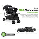 Big Caboose Triple Stroller with Rear Bench and Standing Platform - Jet