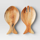 Coastal 2pc Wooden Fish Shape Salad Serving Set