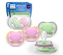 Ultra Air Pacifiers 6-18m - Spring Green/Quiet Pink - 4pk