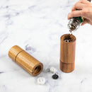 2pc Acacia Round Salt Shaker and Pepper Grinder Set