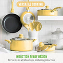 12pc Ceramic Nonstick Aluminum Cookware Set - Yellow
