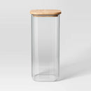 Glass Square Food Storage Canister with Wood Lid - 112oz
