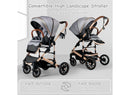 Roc 1 Reversible Folding Baby Stroller, High Landscape, Adjustable Canopy, Anti-Shock, 5-Point Harness, Cup Holder, Dark Grey