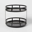 2-Tier Metal Lazy Susan Turntable - Black