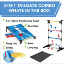 3-in-1 Cornhole, Ladderball, and Bottle Smash Outdoor Game - Portable