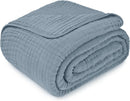 Muslin Cotton Blanket for Adults, Queen 90" x 90" - Pacific Blue