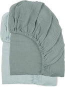 Organic Cotton Crib Sheet 2 Pack - Bluebell + Slate